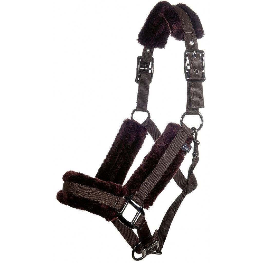 Licol doublé de mouton synthétique pour poneys et chevaux HKM Alaska marron