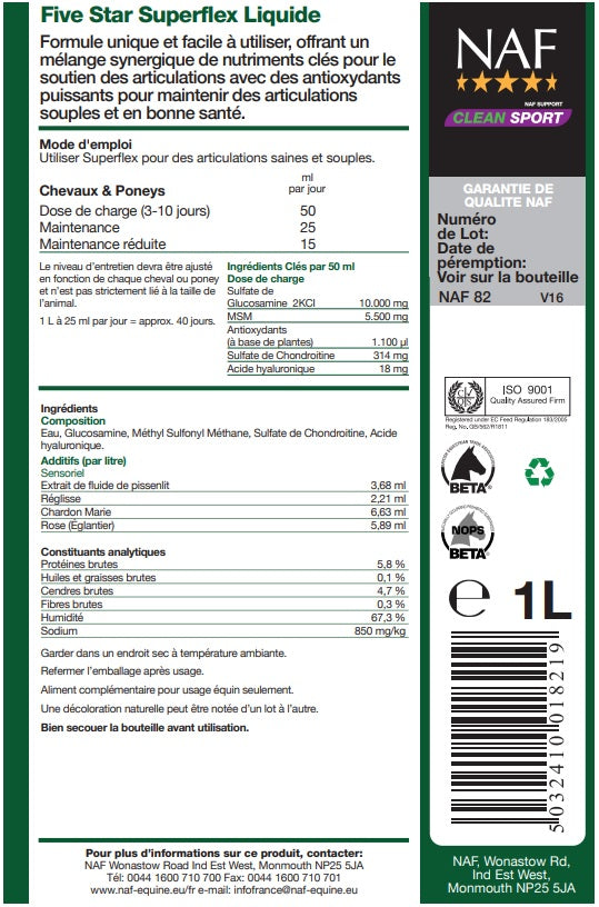 Etiquette du produit Naf Superflex 1 litre