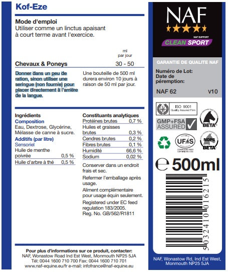 Etiquette du produit Naf Kof Eze