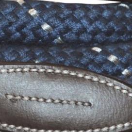 Licol pour poneys et chevaux Canter Corde cuir marron et corde marine