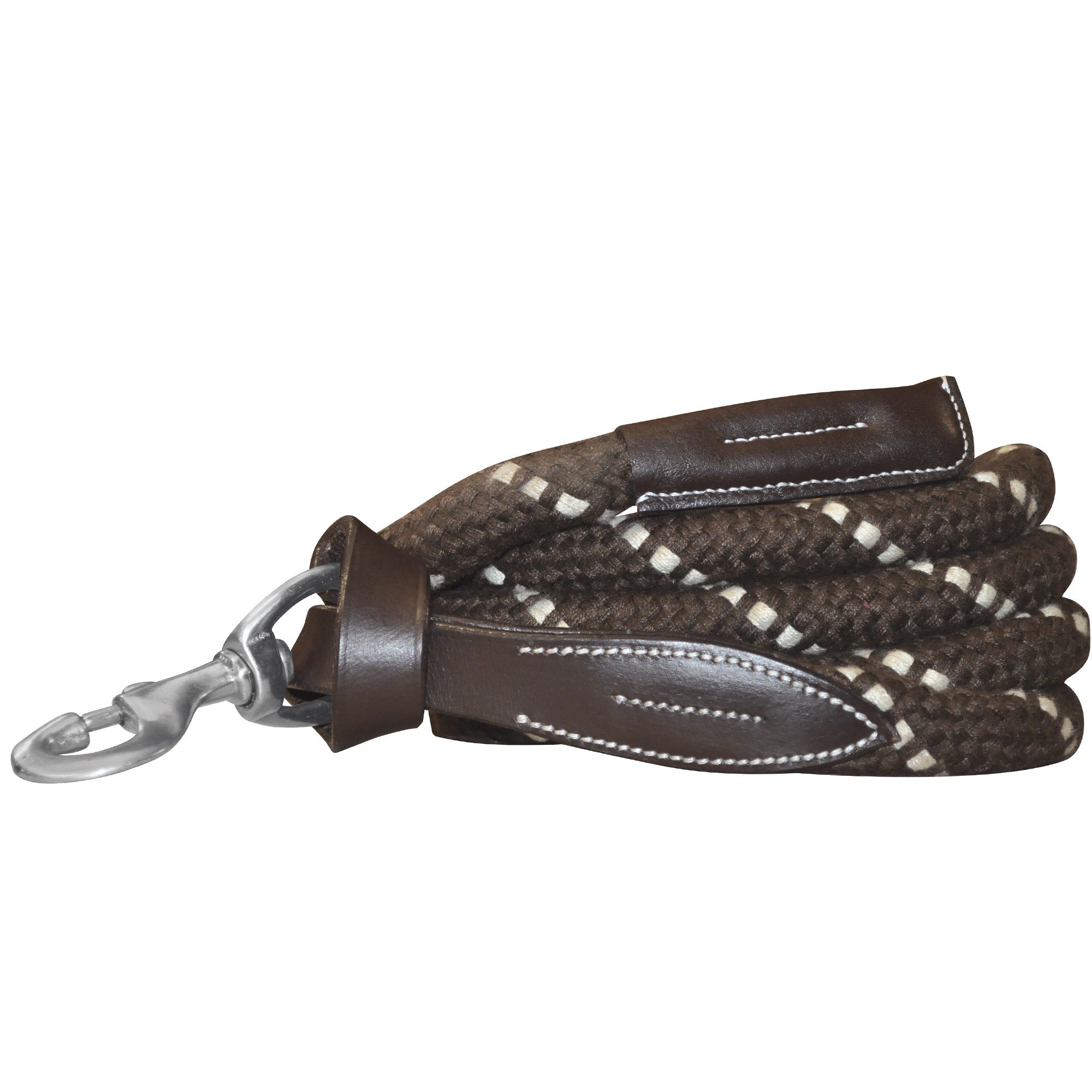 Longe pour poneys et chevaux Canter Corde cuir noir et corde marron