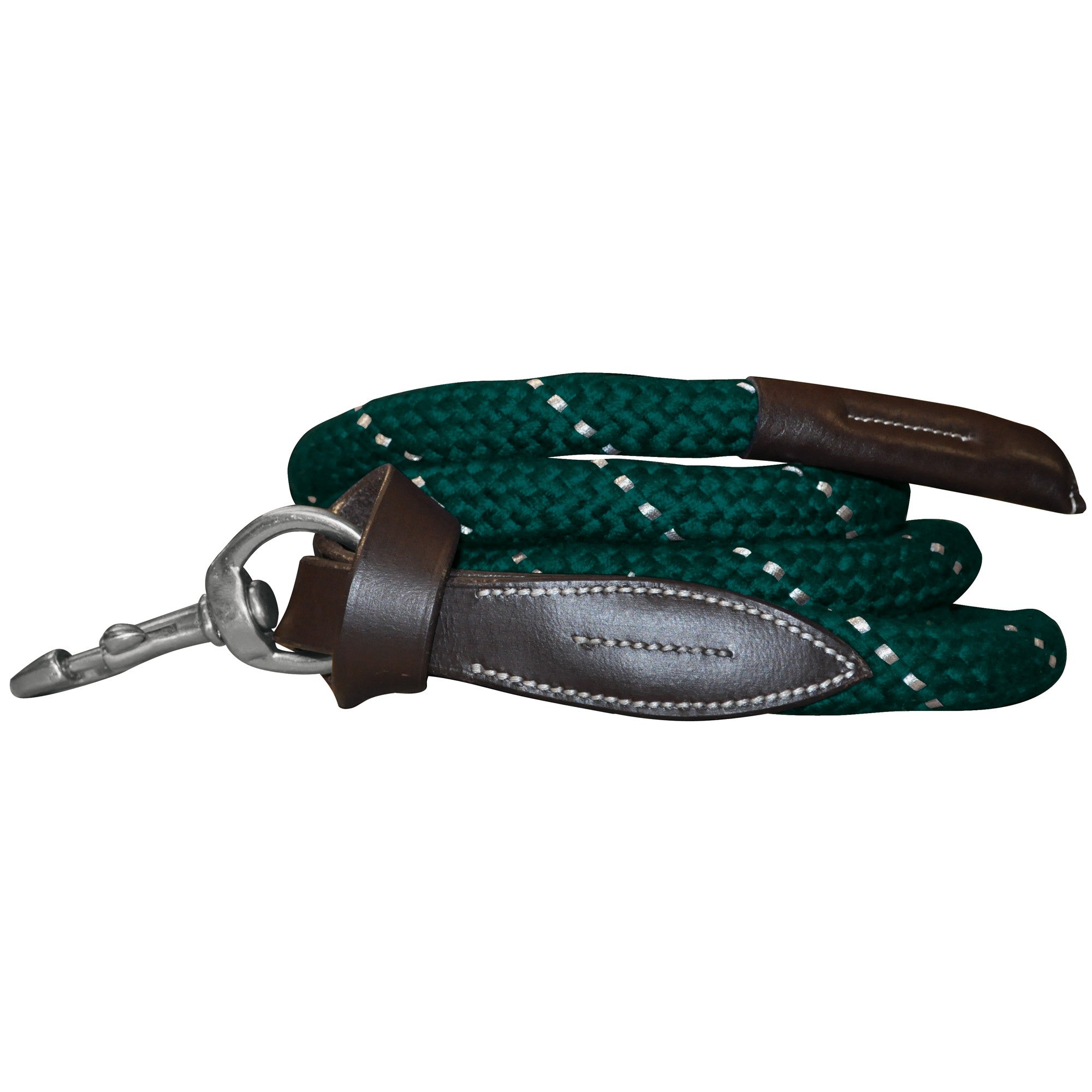 Longe pour poneys et chevaux Canter Corde cuir noir et corde vert