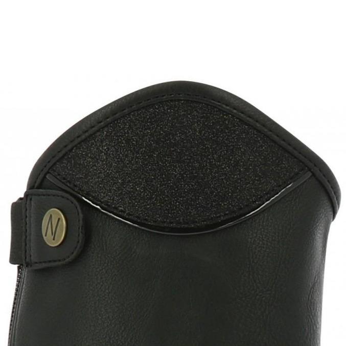 Mini-chaps en cuir synthétique pour cavalières Norton Glitter noires détail