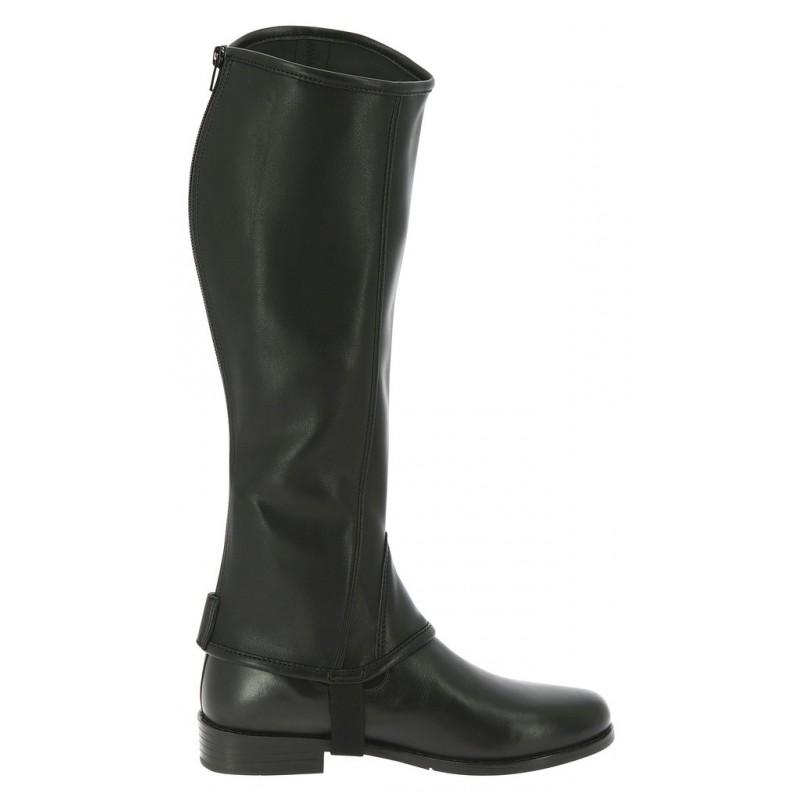 Mini-chaps d'équitation en cuir synthétique pour enfants et adultes Norton Strass noires face interne