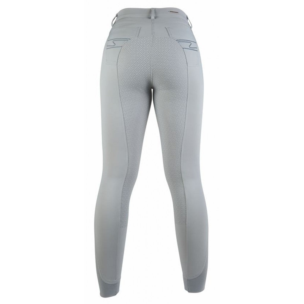 Pantalon d'équitation full grip pour cavalières HKM Equilibrio gris arrière