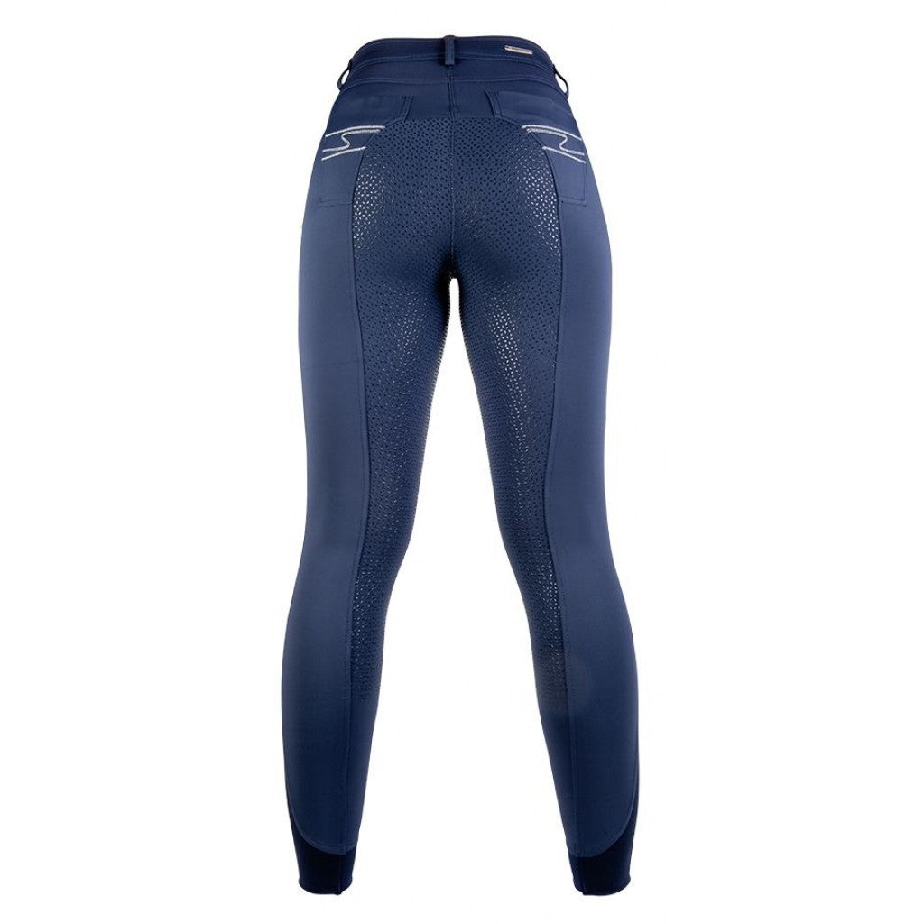 Pantalon d'équitation full grip pour cavalières HKM Equilibrio marine arrière