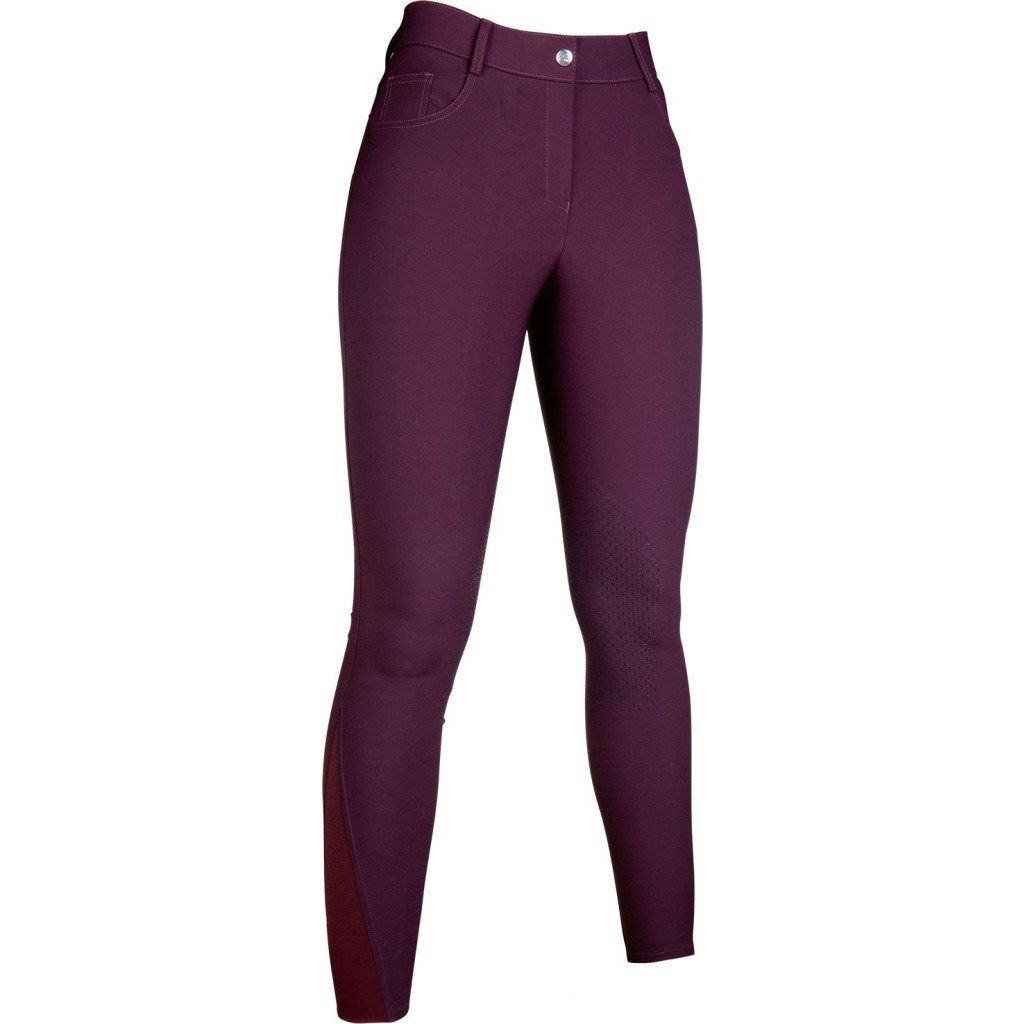 Pantalon d'équitation pour cavalières du 34 au 48 HKM Sunshine basanes grip bordeaux