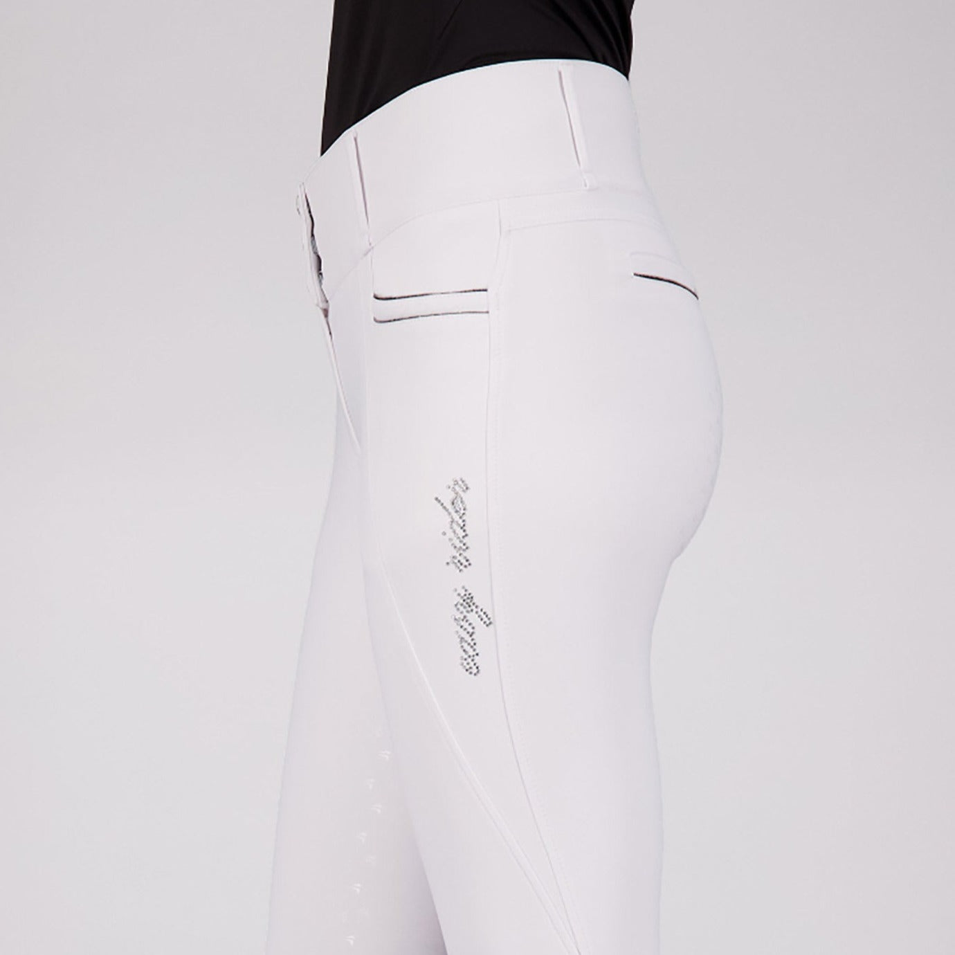 Pantalon d'équitation pour cavalières du 32 au 46 Easy Rider Amara full grip blanc