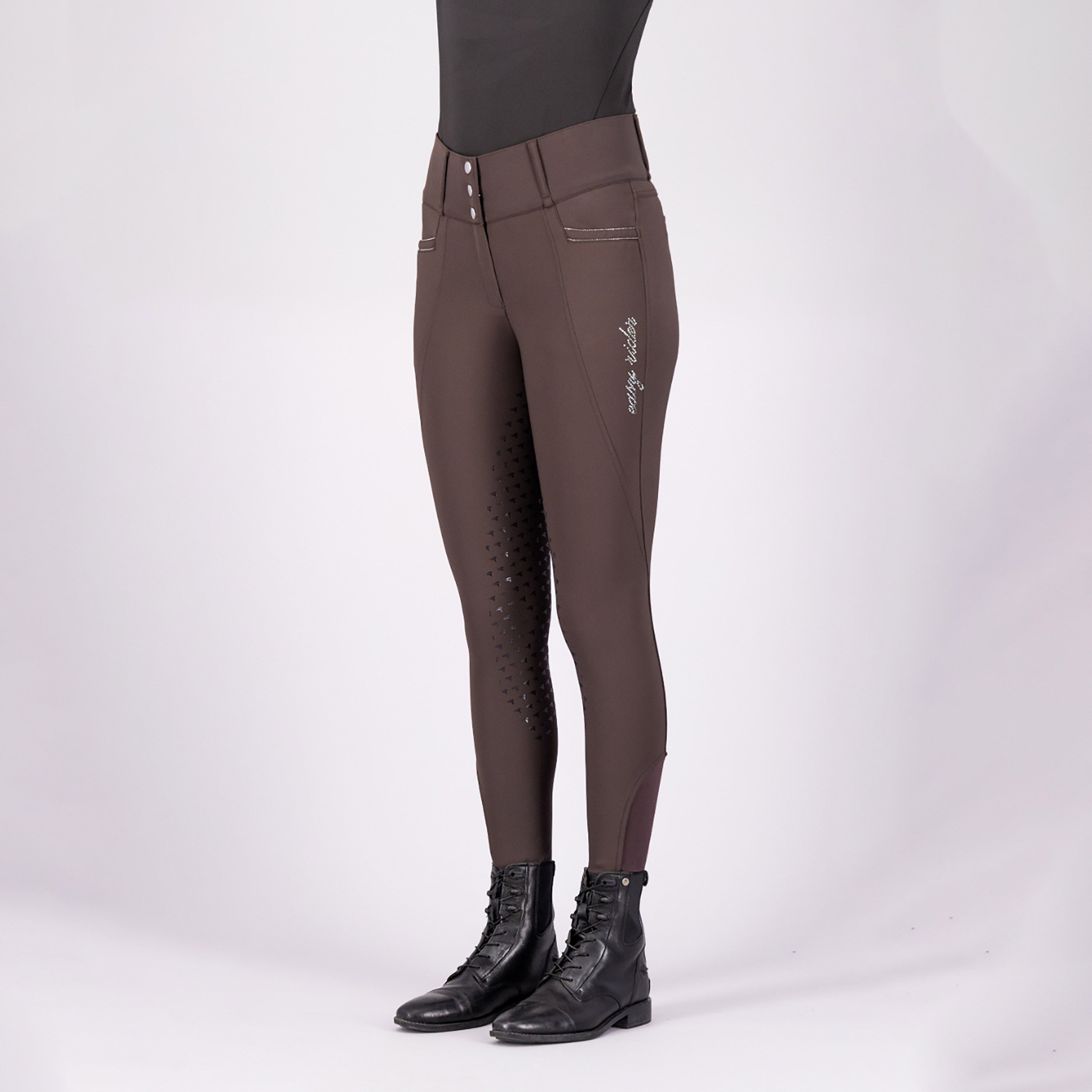 Pantalon d'équitation pour cavalières du 32 au 46 Easy Rider Amara full grip marron