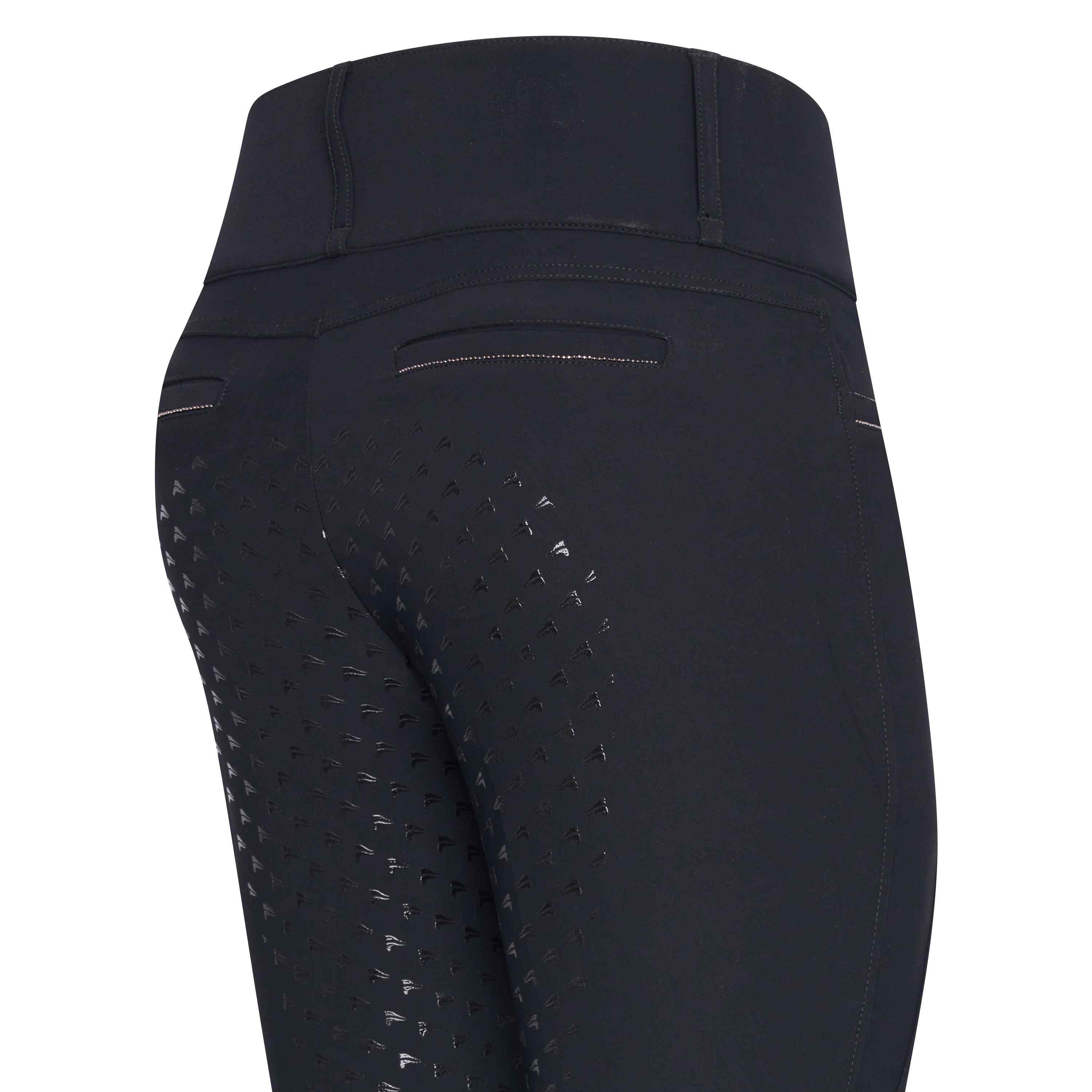 Pantalon d'équitation pour cavalières du 32 au 46 Easy Rider Amara full grip noir détail