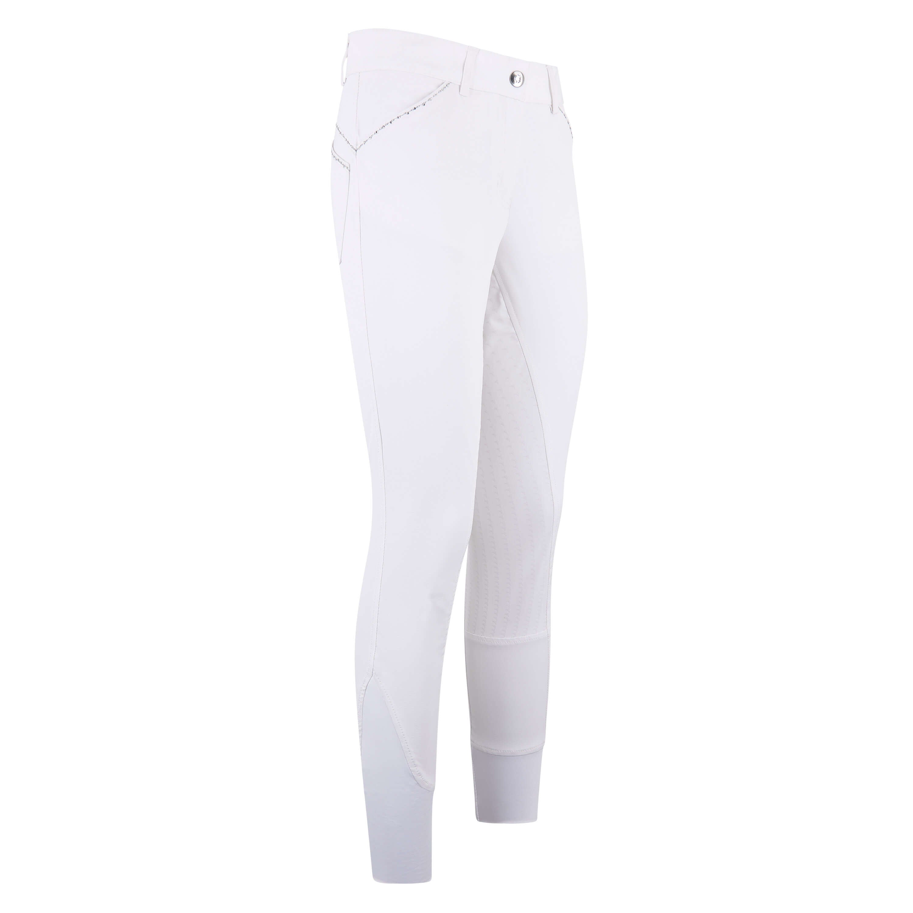 Pantalon d'équitation pour femme du 32 au 46 Easy Rider Elodie Diamond full grip blanc