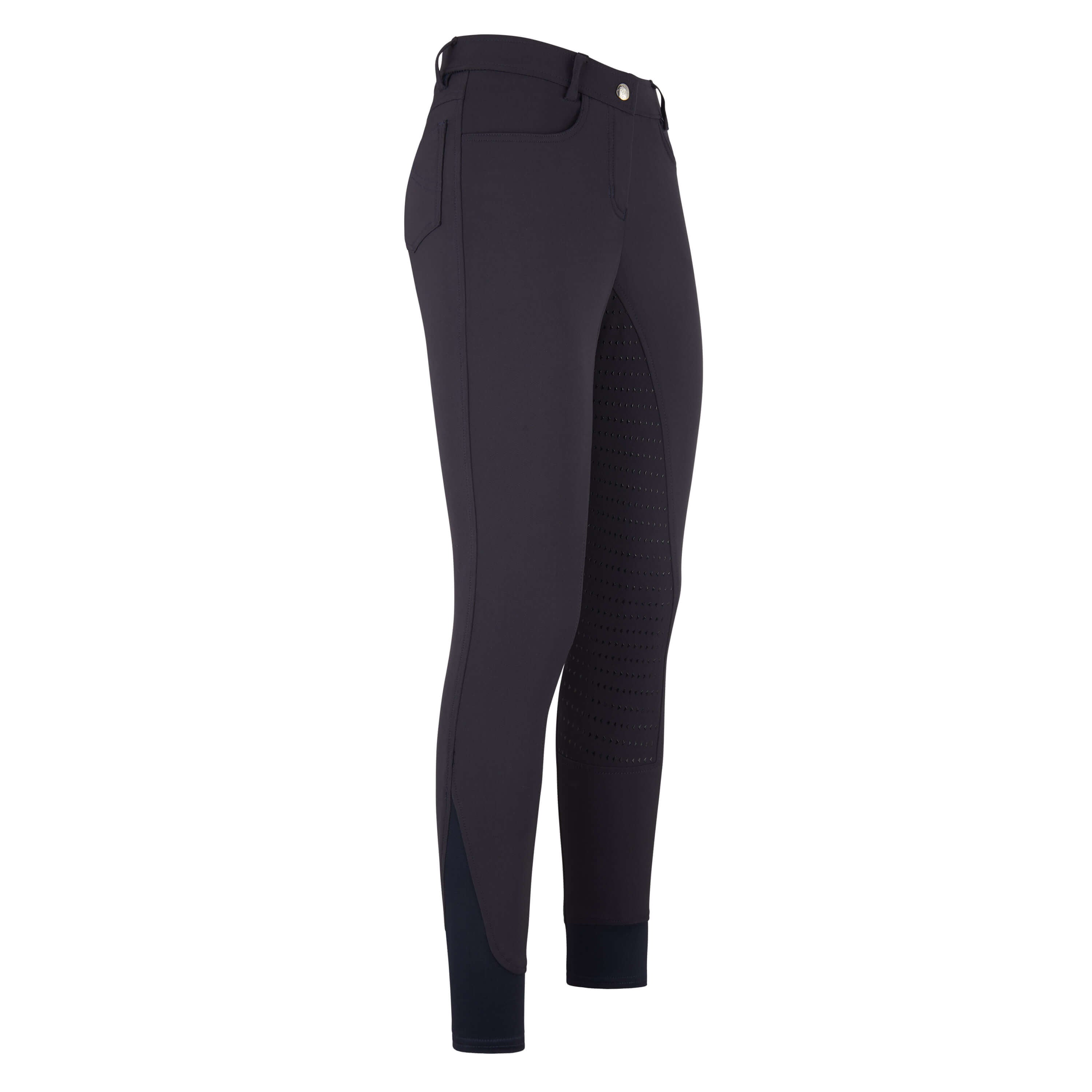 Pantalon d'équitation pour femme du 32 au 50 avec deux longueurs de jambe Easy Rider Evita full grip marine