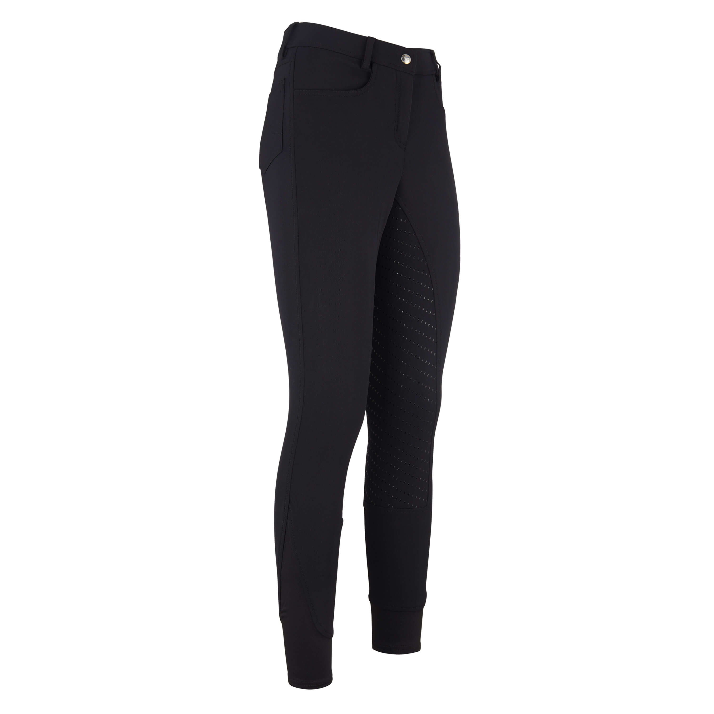Pantalon d'équitation pour femme du 32 au 50 avec deux longueurs de jambe Easy Rider Evita full grip noir