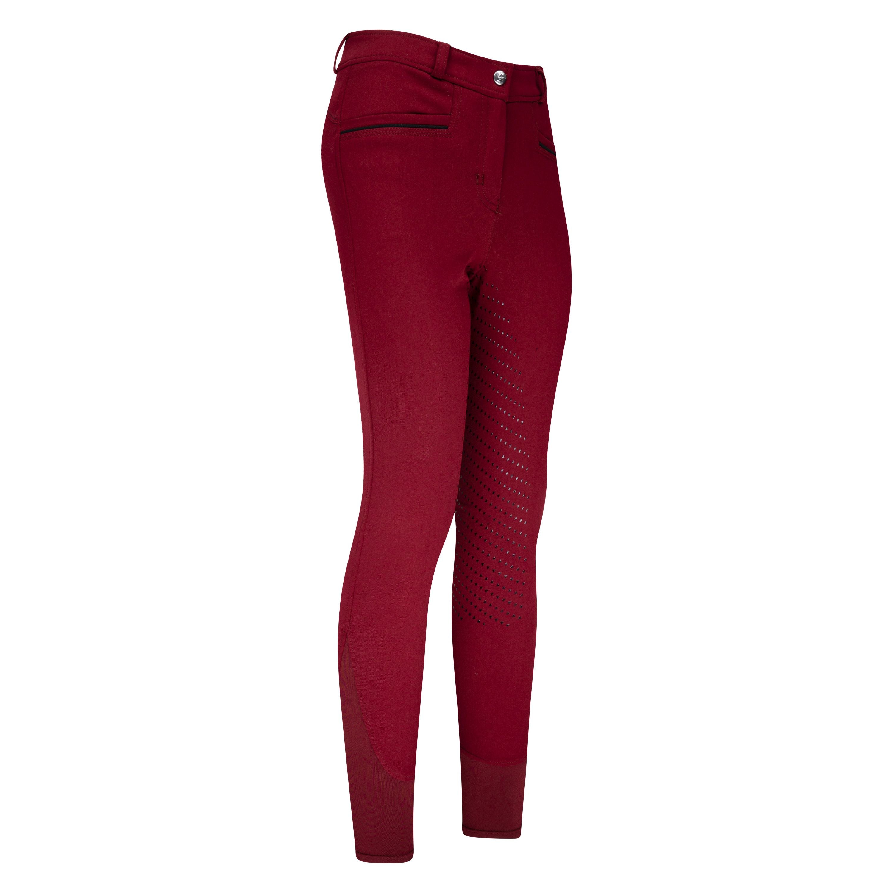 Pantalon d'équitation pour femmes du 32 au 46 Easy Rider Sera full grip rouge cerise