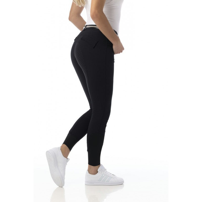 Pantalon d'équitation full grip pour cavalières Equi-Thème Micro noir