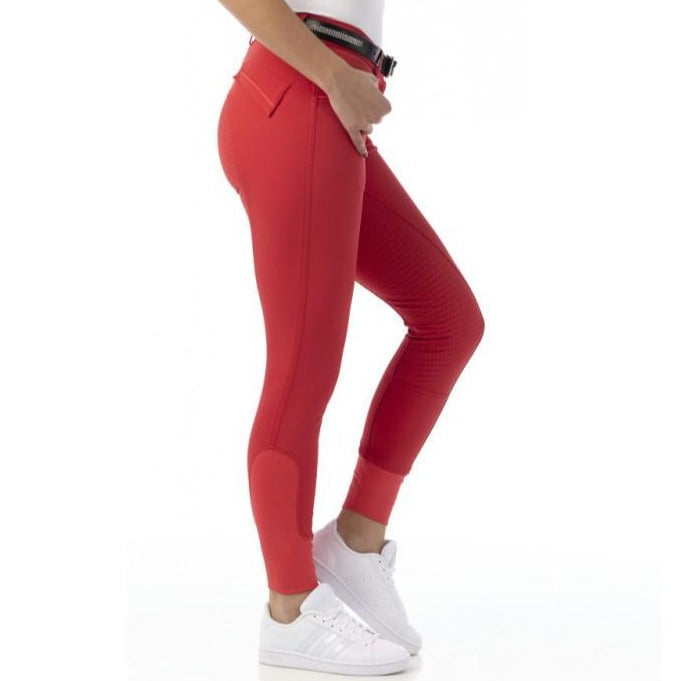 Pantalon d'équitation full grip pour cavalières Equi-Thème Micro rouge