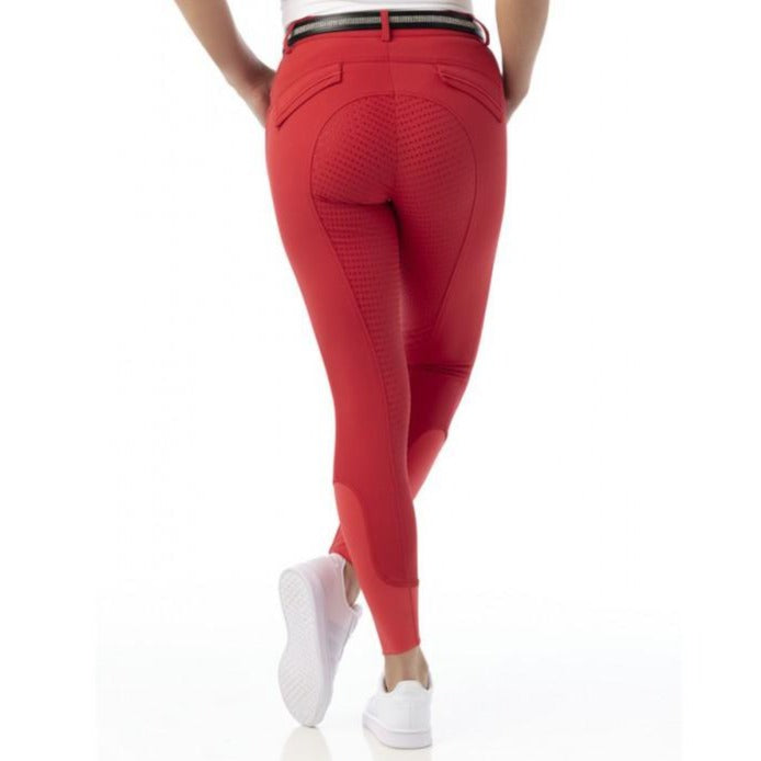 Pantalon d'équitation full grip pour cavalières Equi-Thème Micro rouge