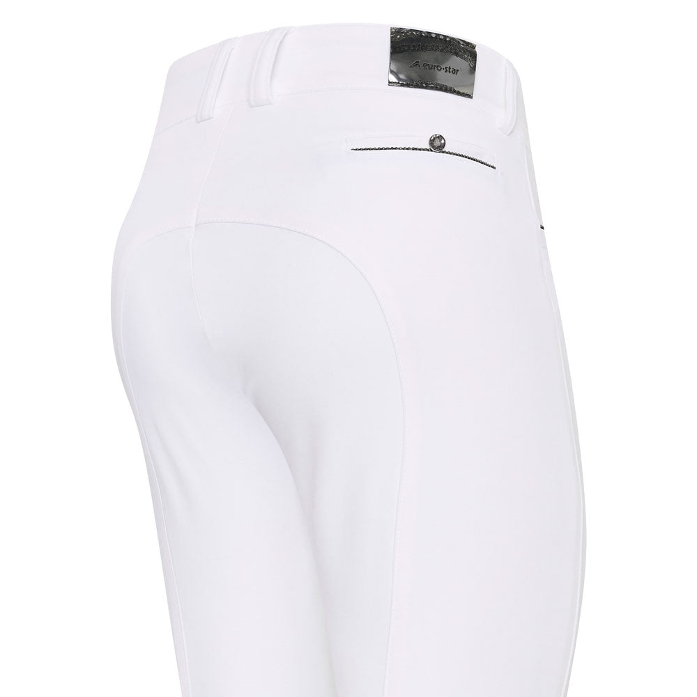 Pantalon d'équitation pour femmes du 32 au 46 proposant deux longueurs de jambes Euro-Star Arielle basanes grip blanc