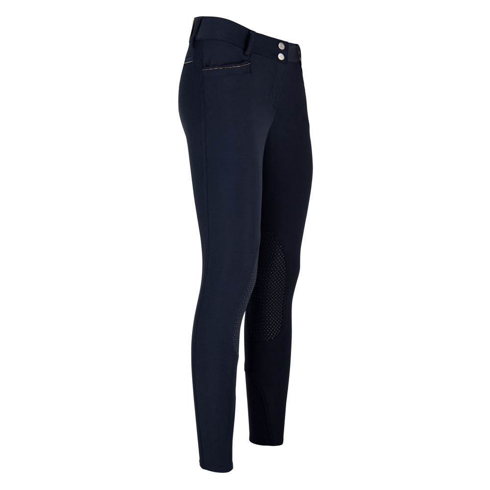 Pantalon d'équitation pour femmes du 32 au 46 proposant deux longueurs de jambes Euro-Star Arielle basanes grip marine