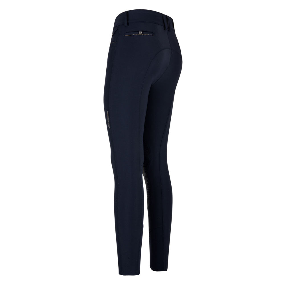 Pantalon d'équitation pour femmes du 32 au 46 proposant deux longueurs de jambes Euro-Star Arielle basanes grip marine