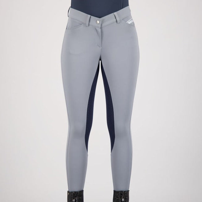 Pantalon d'équitation pour femmes du 32 au 46 proposant deux longueurs de jambe Euro-Star Arista full grip gris argent