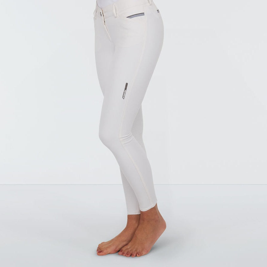 Pantalon d'équitation pour femmes du 32 au 46 proposant deux longueurs de jambe Euro-Star Arista full grip blanc