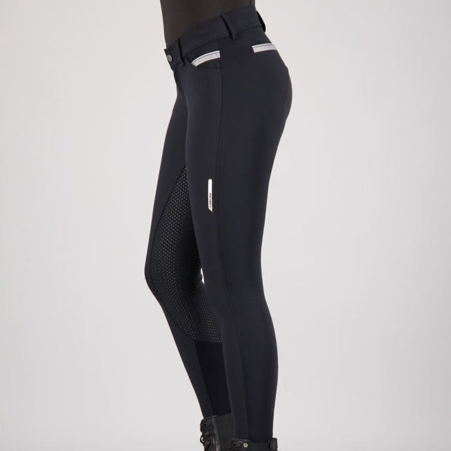 Pantalon d'équitation pour femmes du 32 au 46 proposant deux longueurs de jambe Euro-Star Arista full grip noir