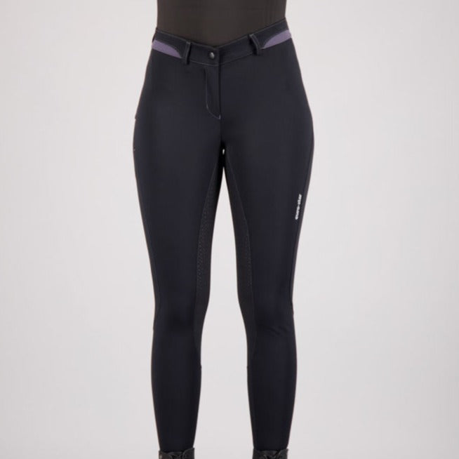 Pantalon d'équitation femme du 32 au 46 proposant deux longueurs de jambe Euro-Star Queen full grip noir