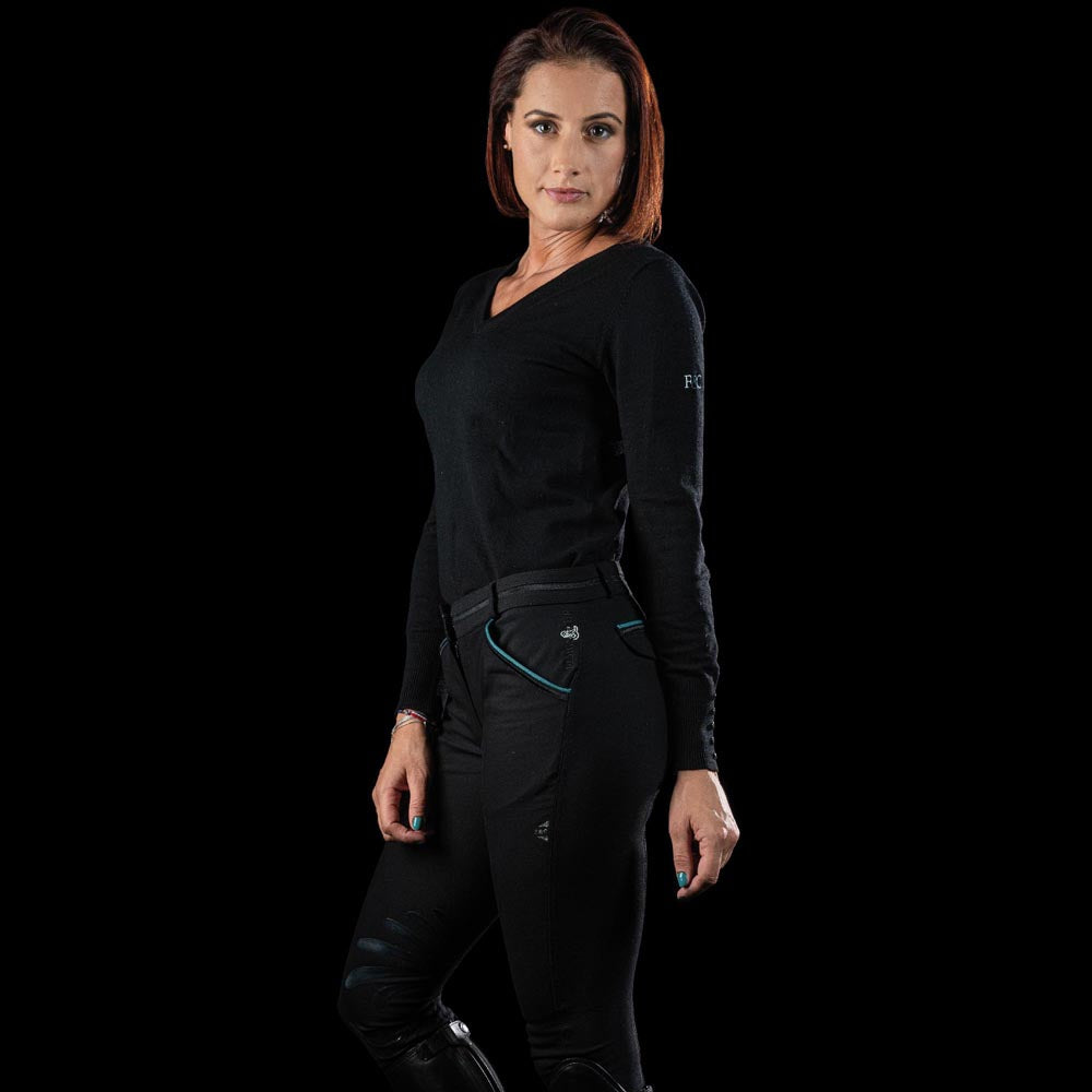 Pantalon d'équitation femme Flags&Cup Arola noir porté