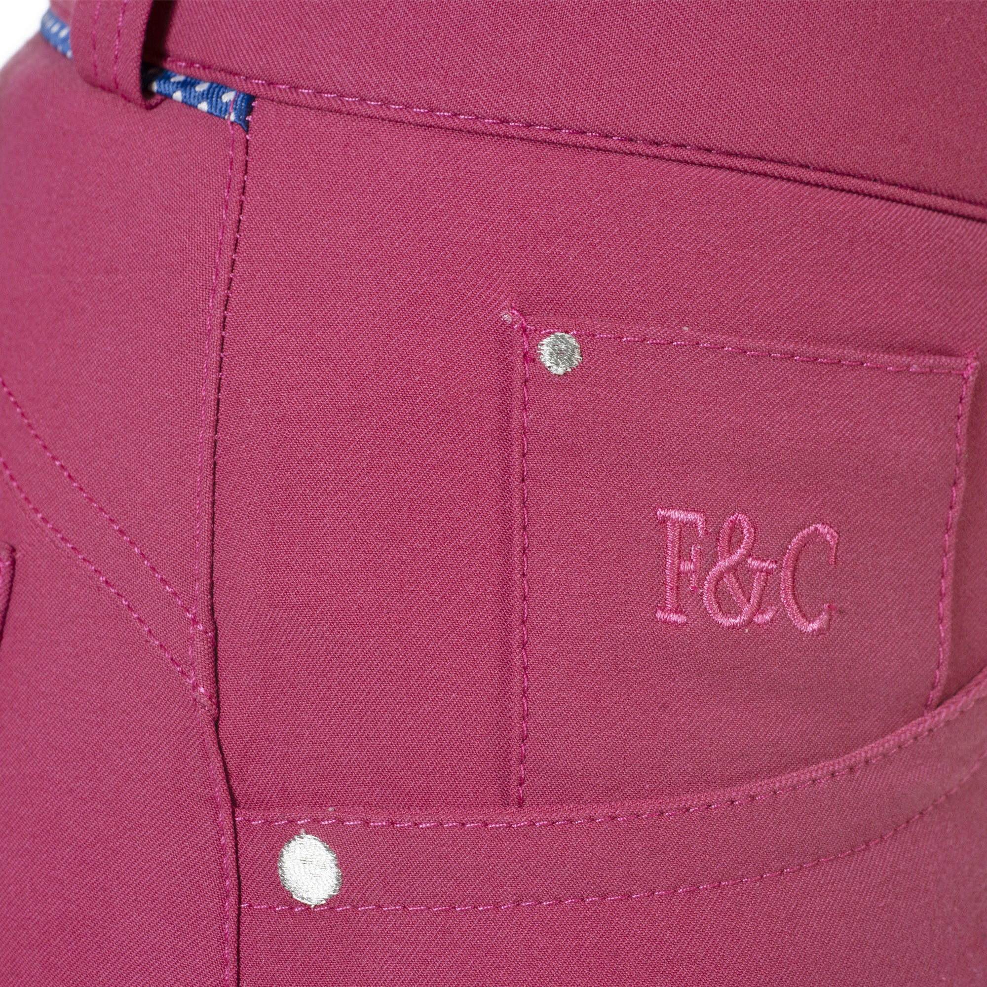 Pantalon d'équitation pour femmes du 34 au 42 Flags and Cup Maria rose détail