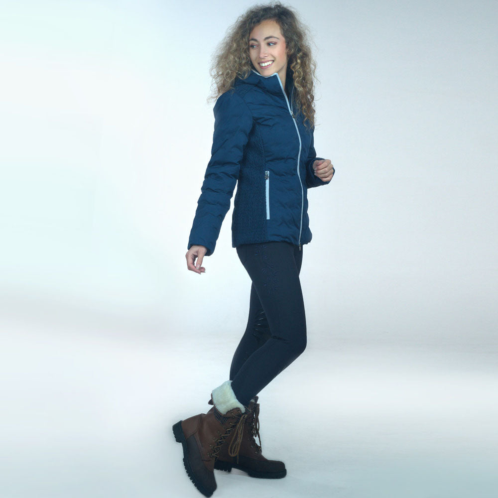 Pantalon d'équitation avec basanes en silicone pour cavalières Flags&Cup marine