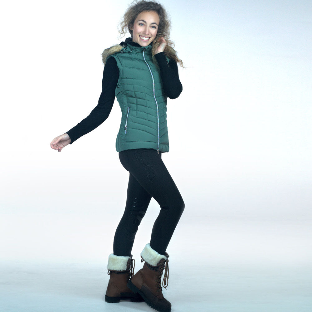 Pantalon d'équitation avec basanes en silicone pour cavalières Flags&Cup noir caviar