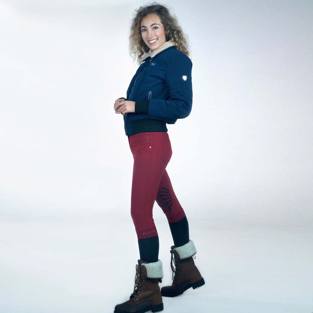 Pantalon d'équitation avec basanes en silicone pour cavalières Flags&Cup rouge