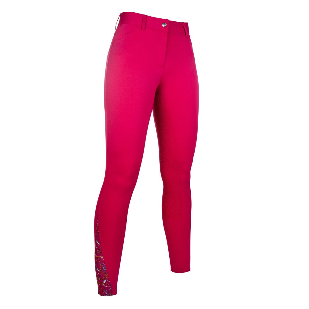 Pantalon équitation femme grande taille hkm Allure full grip taille haute fuchsia du 34 au 48