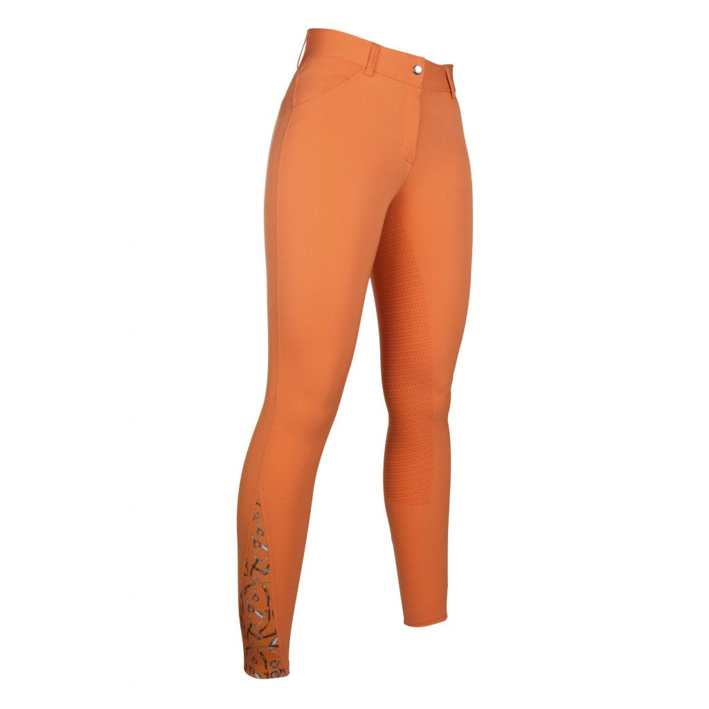 Pantalon équitation femme grande taille hkm Allure full grip taille haute orange du 34 au 48