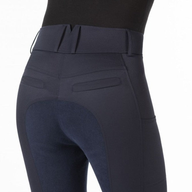 Pantalon équitation femme du 34 au 46 HKM Buenos Aires fond peau marine détail ceinture large et fond peau