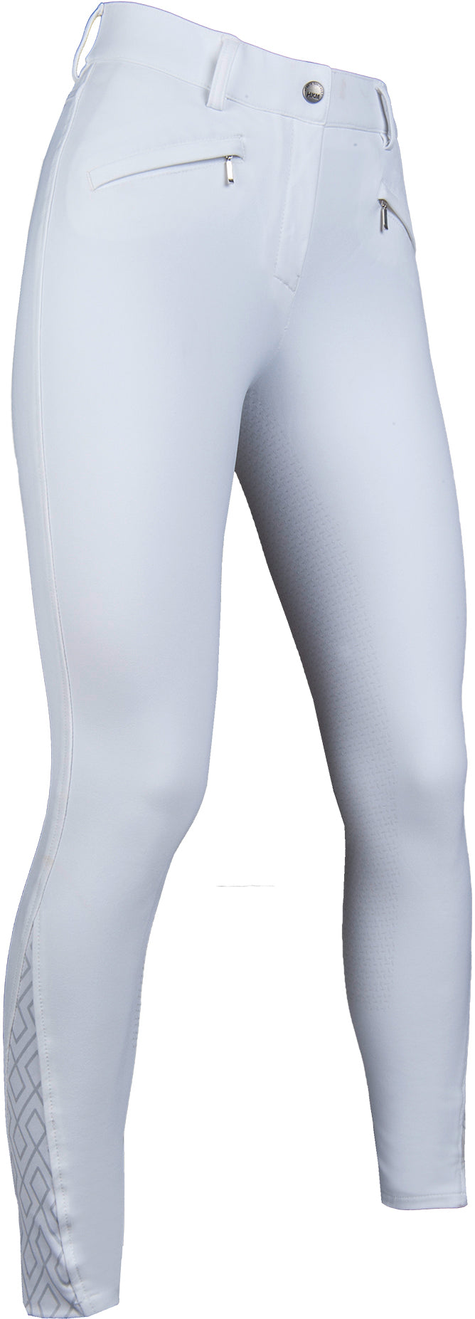 Pantalon d'équitation full grip pour cavalières HKM Della Sera blanc