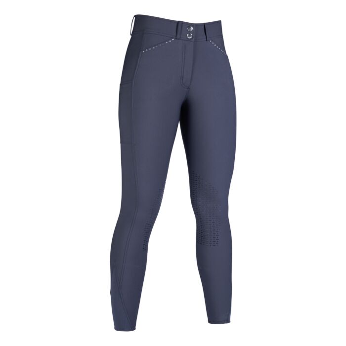 Pantalon d'équitation pour cavalières du 34 au 46 HKM Helene basanes grip taille haute marine