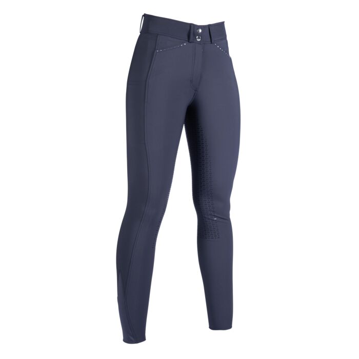 Pantalon d'équitation pour cavalières du 34 au 46 HKM Helene full grip et taille haute marine