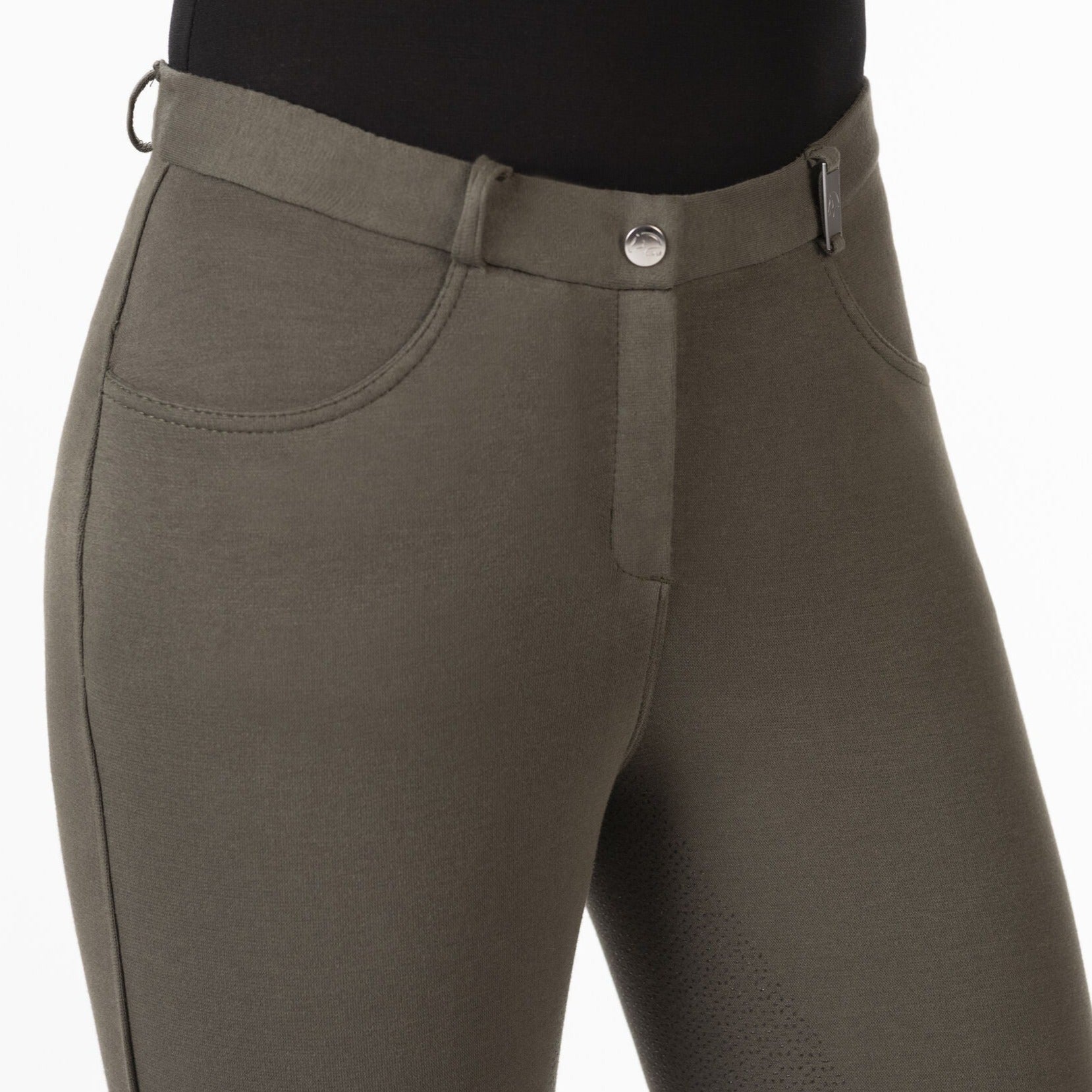 Pantalon équitation pour cavalières du 34 au 48 HKM Kate full grip olive