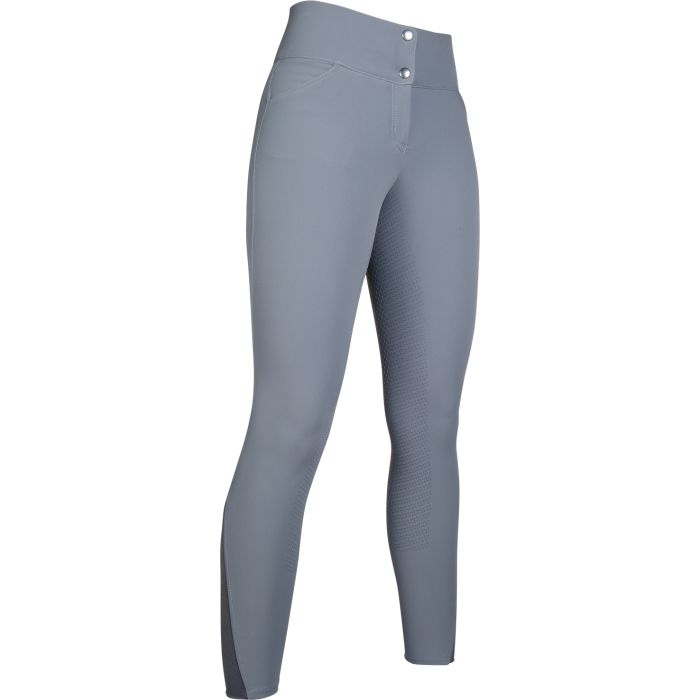 Pantalon d'équitation pour femmes du 34 au 46 HKM Lara full grip et ceinture large gris