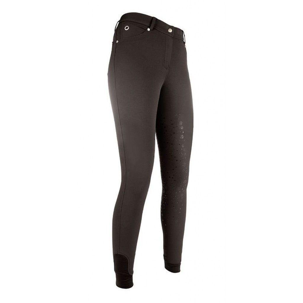 Pantalon d'équitation fond grip pour femme HKM Lauria full grip marron