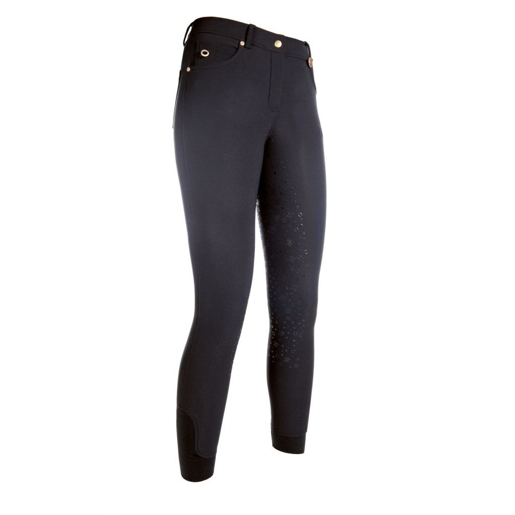Pantalon d'équitation fond grip pour femme HKM Lauria full grip noir