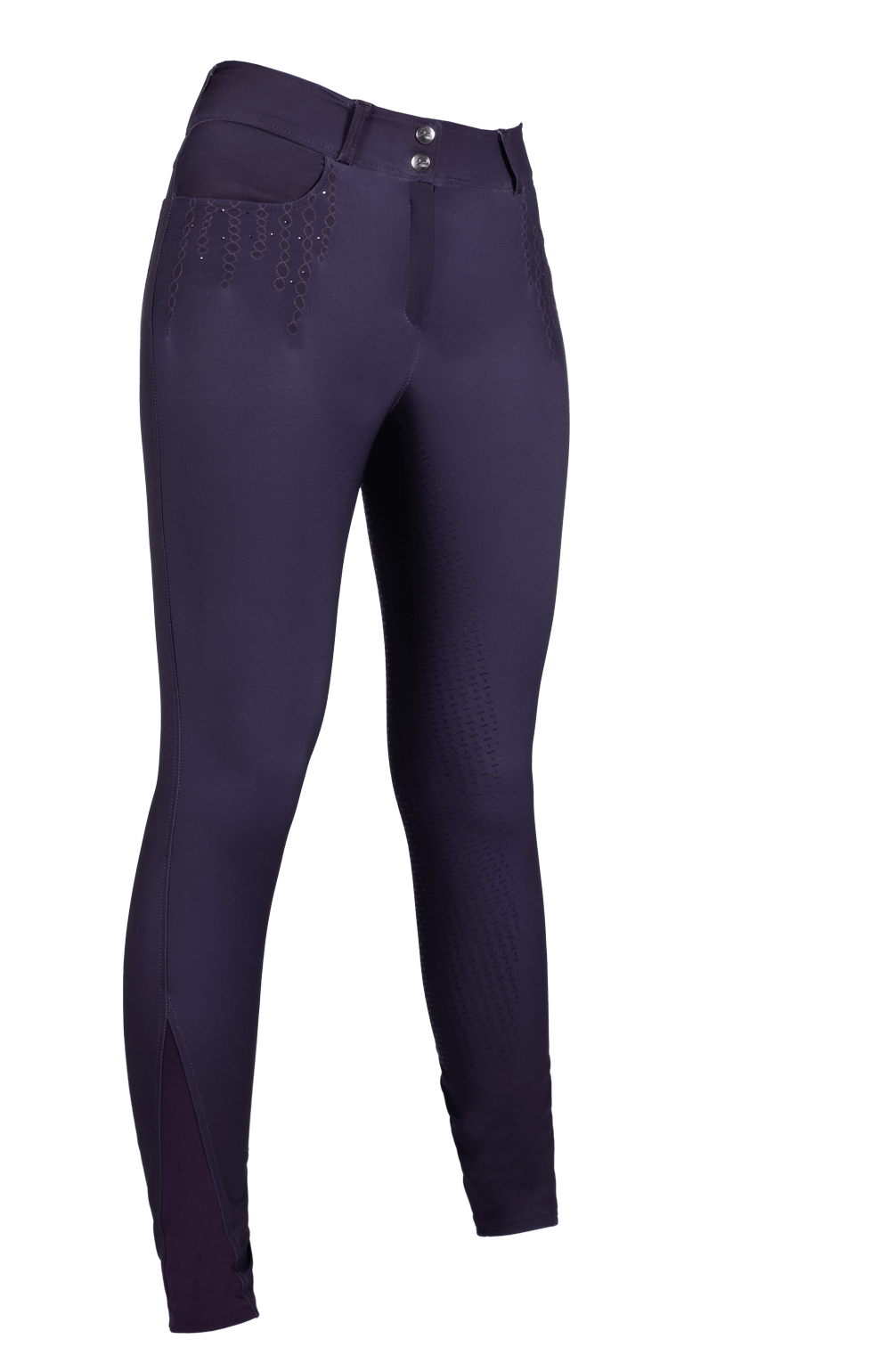 Pantalon d'équitation pour femme du 34 au 46 HKM Lavender Bay full grip taille haute violet