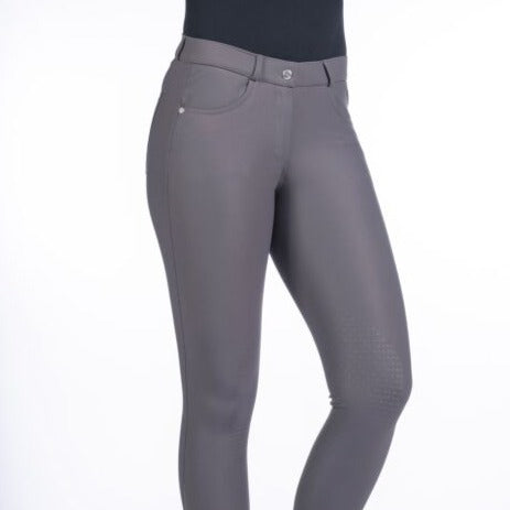 Pantalon d'équitation pour cavalières du 34 au 44 HKM Luna basanes grip gris