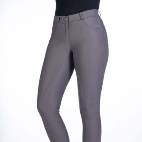 Pantalon équitation femme du 34 au 48 HKM Luna full grip gris