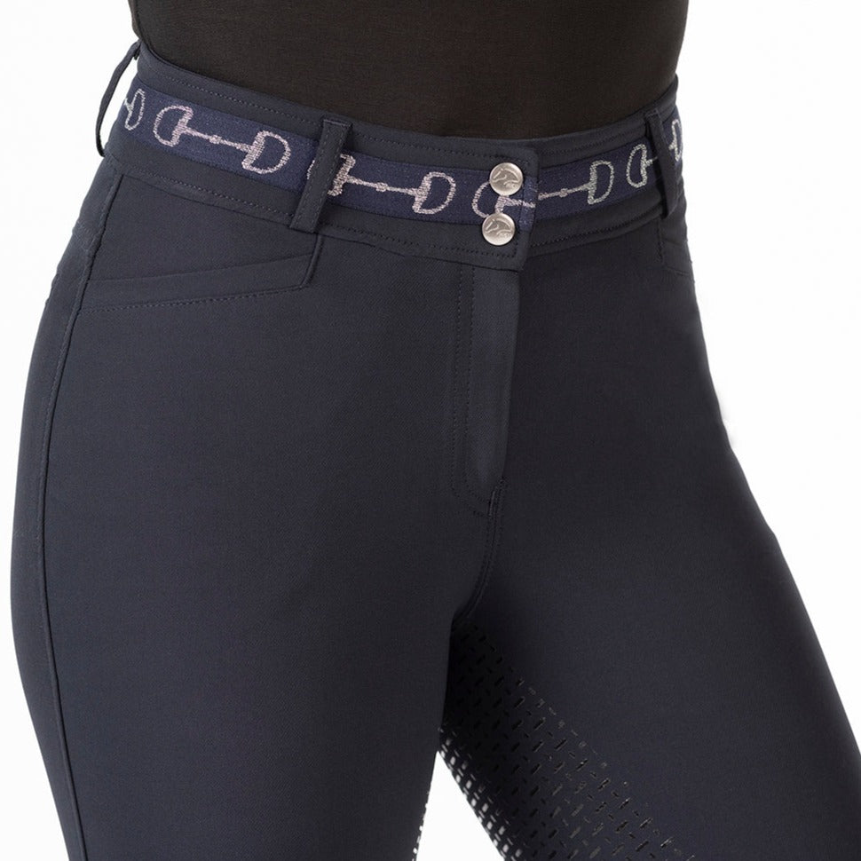 Pantalon d'équitation full grip HKM Monaco marine détail