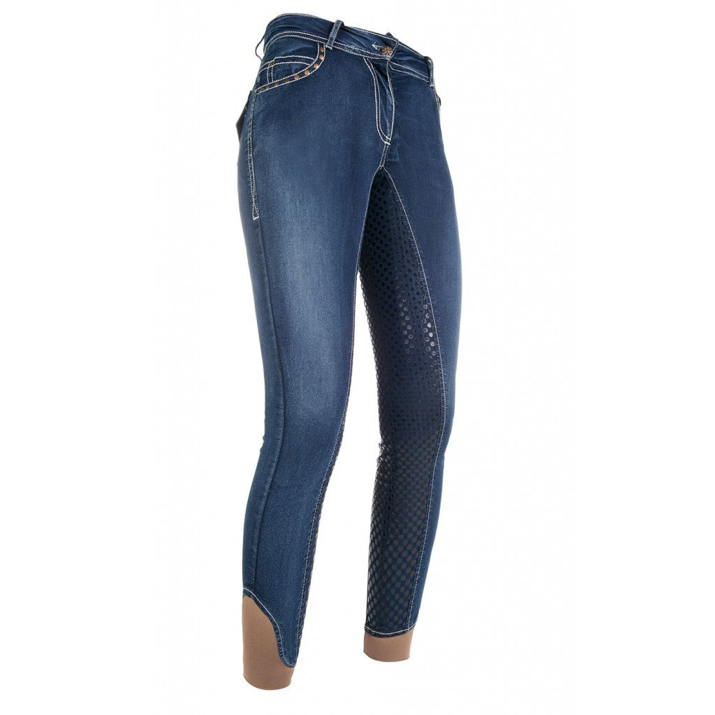 Pantalon d'équitation denim fond grip pour femme HKM Pasadena