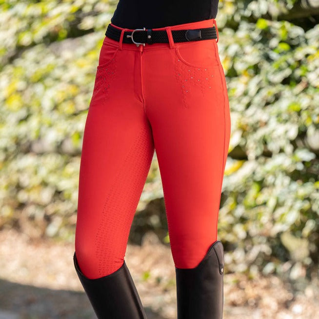 Pantalon d'équitation pour femme du 34 au 44 HKM Savona full grip corail