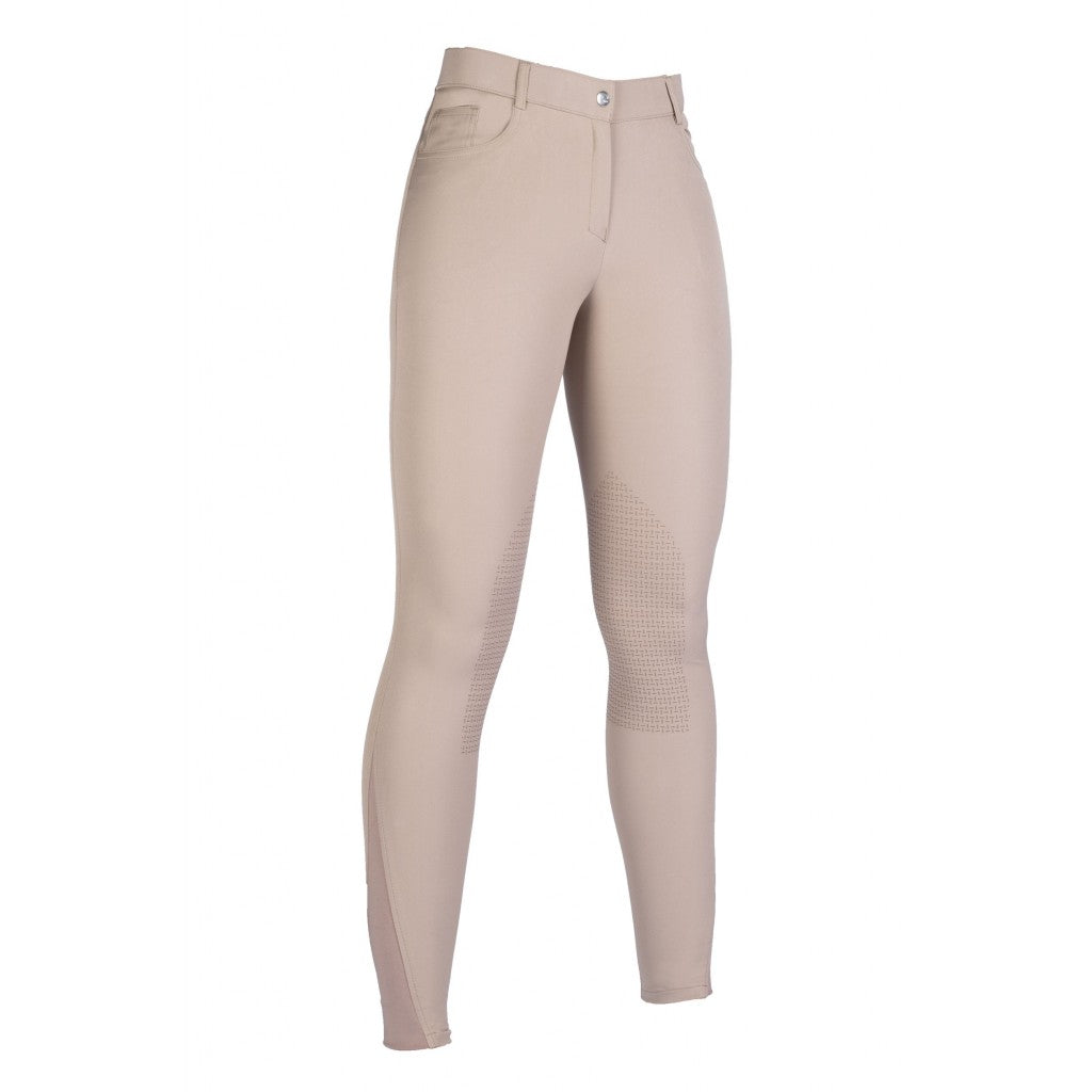 Pantalon d'équitation pour cavalières du 34 au 48 HKM Sunshine basanes grip beige